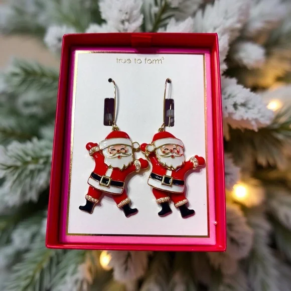 Santa Earrings - Festive Red and White NWT - Picture 9 of 11